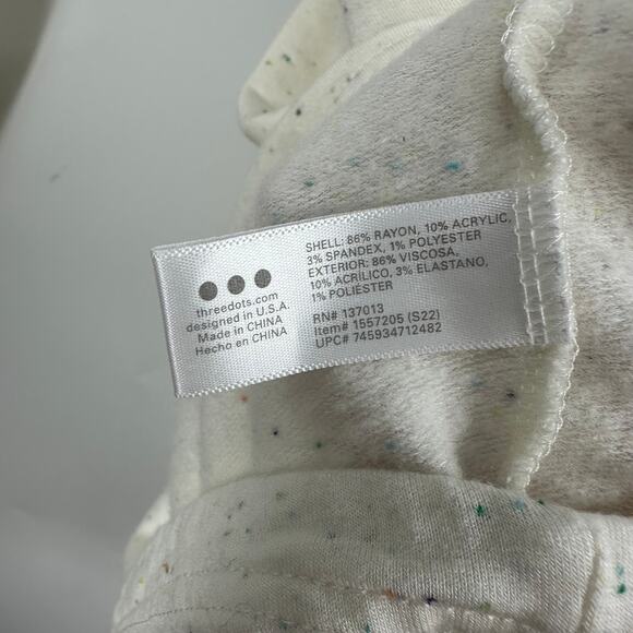 Three Dots‎ Ivory Confetti Speckled Pullover Top Medium - Picture 4 of 7